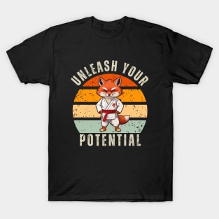 Karate Angry Fox Retro T-Shirt